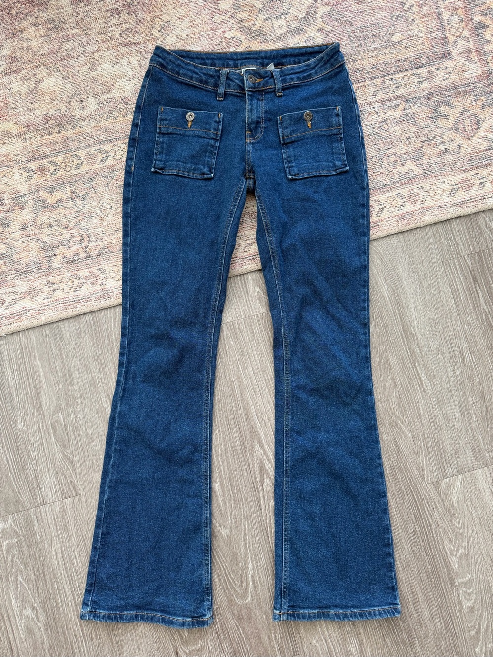 Ragged Jeans Low-Waist Dark Blue Denim Pants